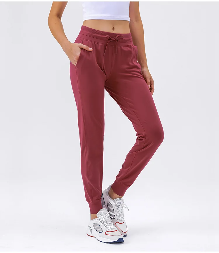 

Side Pocket Sport Leggings Yoga Sweat Pants Athletic Jogging Yoga Pants Loose Womens Nylon Jogger Sweatpants, 7 colors