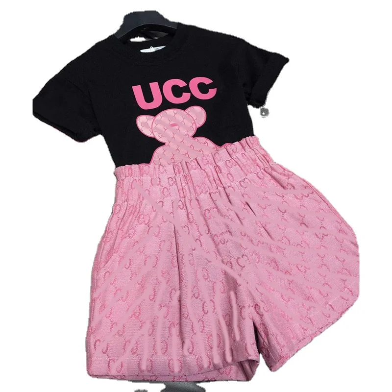 

Wholesale designer little girl short suit boys and girls pure cotton toddler clothes suit, Blue