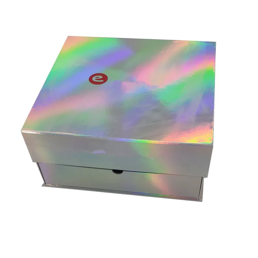 Custom logo printed 3 layer holographic drawer box packaging