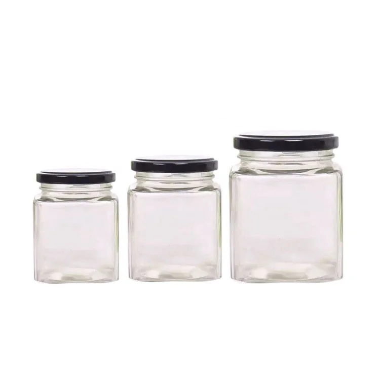 

empty jar jam glass 50ml square glass sweet storage jars, Clear