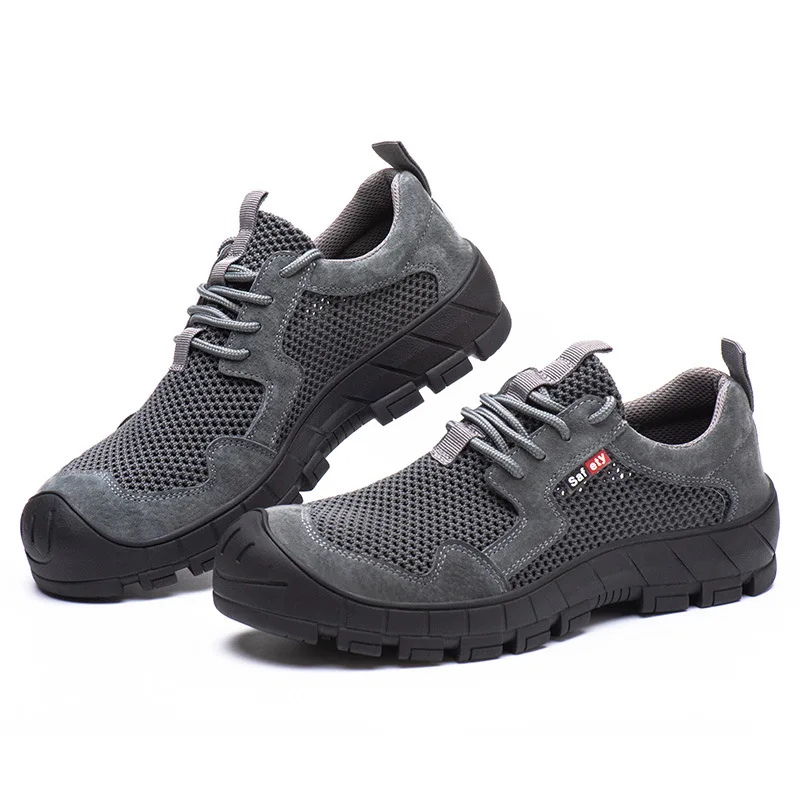 

Hot sale Non-slip Smash-resistant, puncture-resistant, indestructible Men's breathable work shoes safety shoes, Black grey
