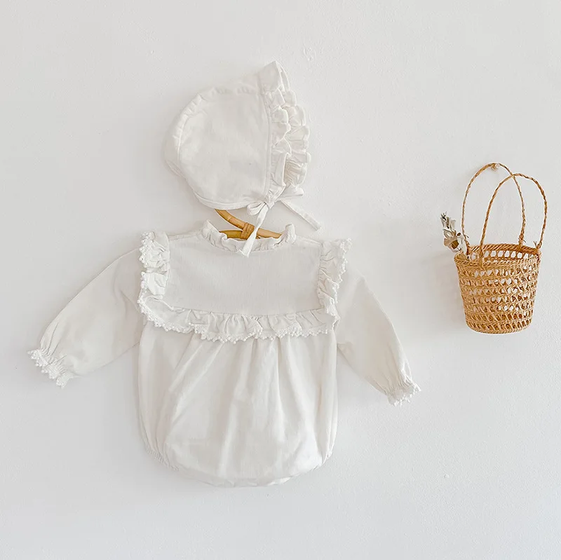 

New Pattern Korean Style Infant Child Lotus Leaf Collar Jumpsuit Sweet Baby Girls Outfit Autumn Romper