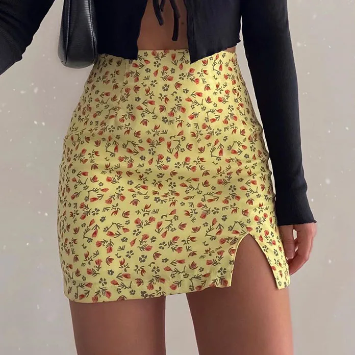 

FS1385D Sexy short floral prints mini bodycon skirts for women