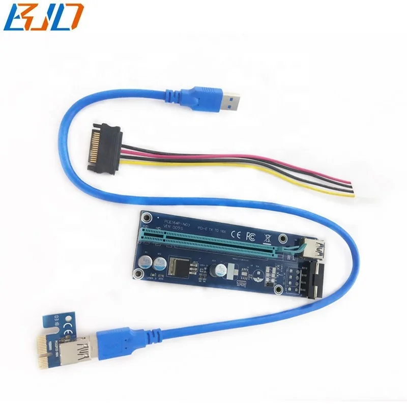 

VER 009s 4Pin Connector PCIe Riser , PCI-E 1x to 16x Mining Riser Card with 60cm USB 3.0 Cable - GPU Riser, Blue