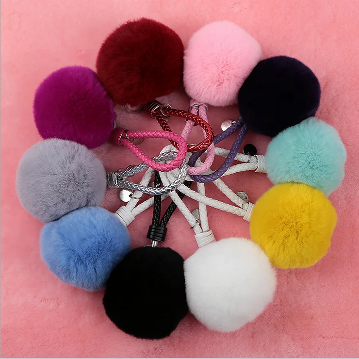 
Good quality Factory wholesale car real rex rabbit fur pom balls 