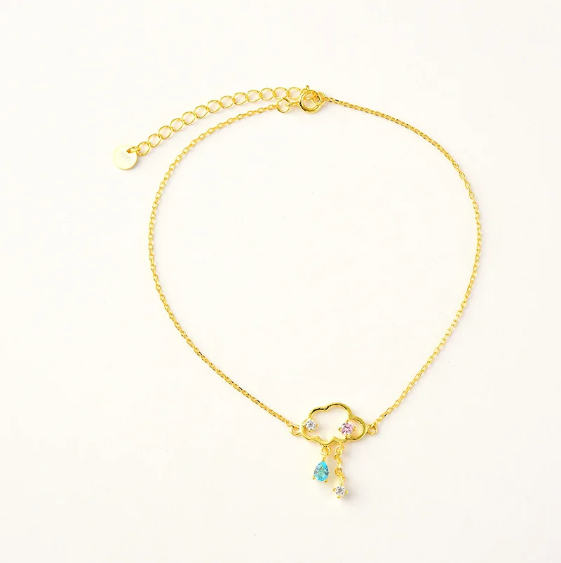 

Hip-hop Accessories one cloud sterling silver s925 gold plated cloud necklace with CZ stud earrings ankle chain