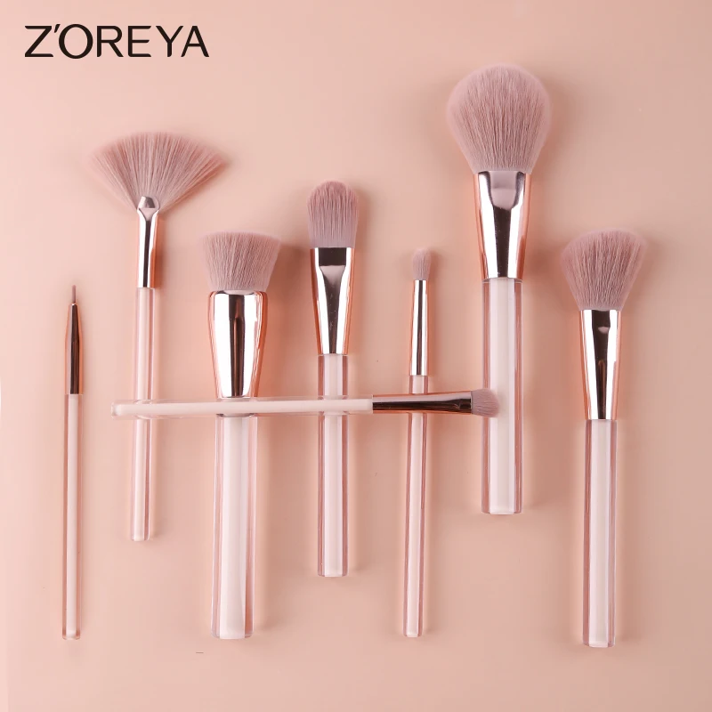 

8 Pcs Makeup Cosmetics Brushes Contour Makeup Brushes Logo Makeup Brush Set Synthetic Hair Pink Bag Beauty Care Make Tools 3pcs, Picture color