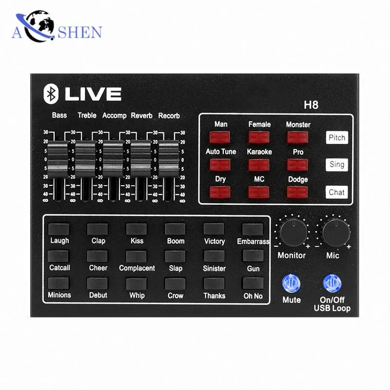 

Wholesale H8 Audio Interface Recording Studio Sound Card Audio Interface Multi-Channel Mixing Streaming livestream SoundCard