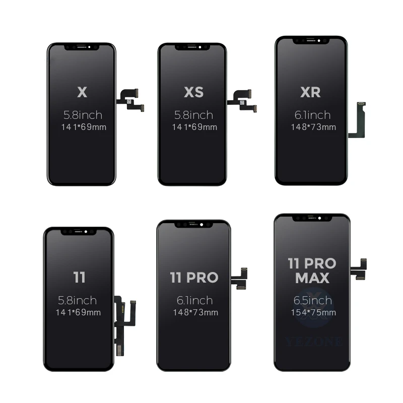 

mobile phone lcds for iphone 11 screen new replacement lcd screen for iphone X XR XS XS Max display screen, Black