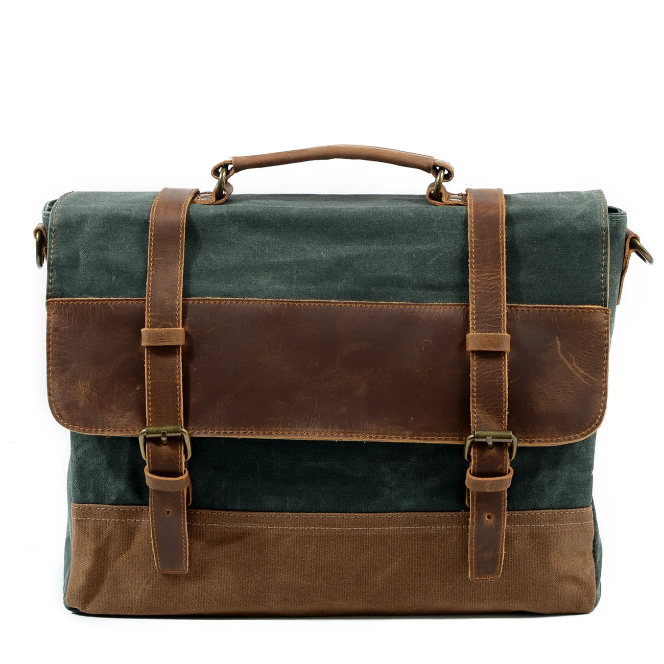 

high quality Oil wax shoulder laptop bags vintage bag mens messenger canvas mens crazy horse leather leather bag, Green,wine,coffee,grey