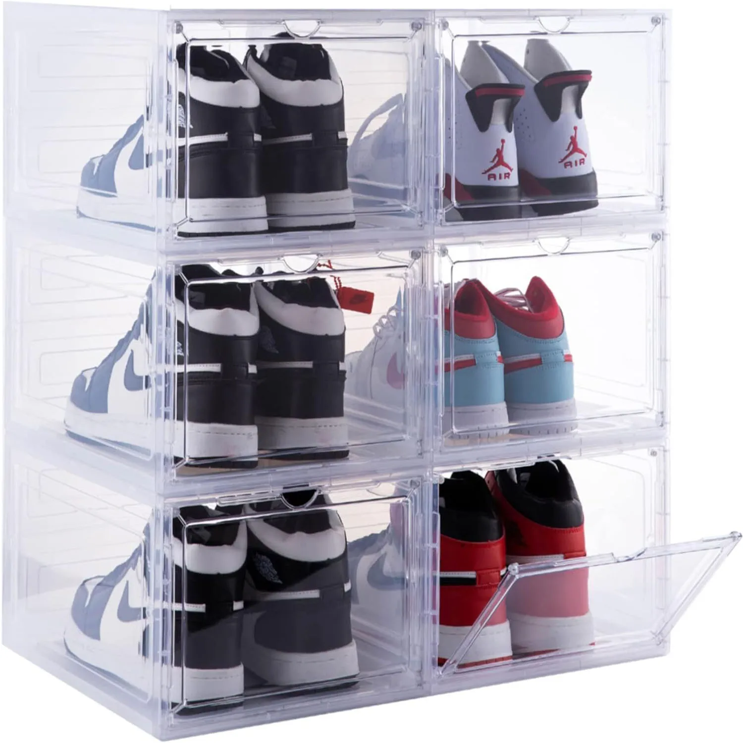 Magnetic Foldable Eco-Friendly Rectangle Plastic PP Injection Shoe Box Drop Front Design Save Space Modern for Household Use