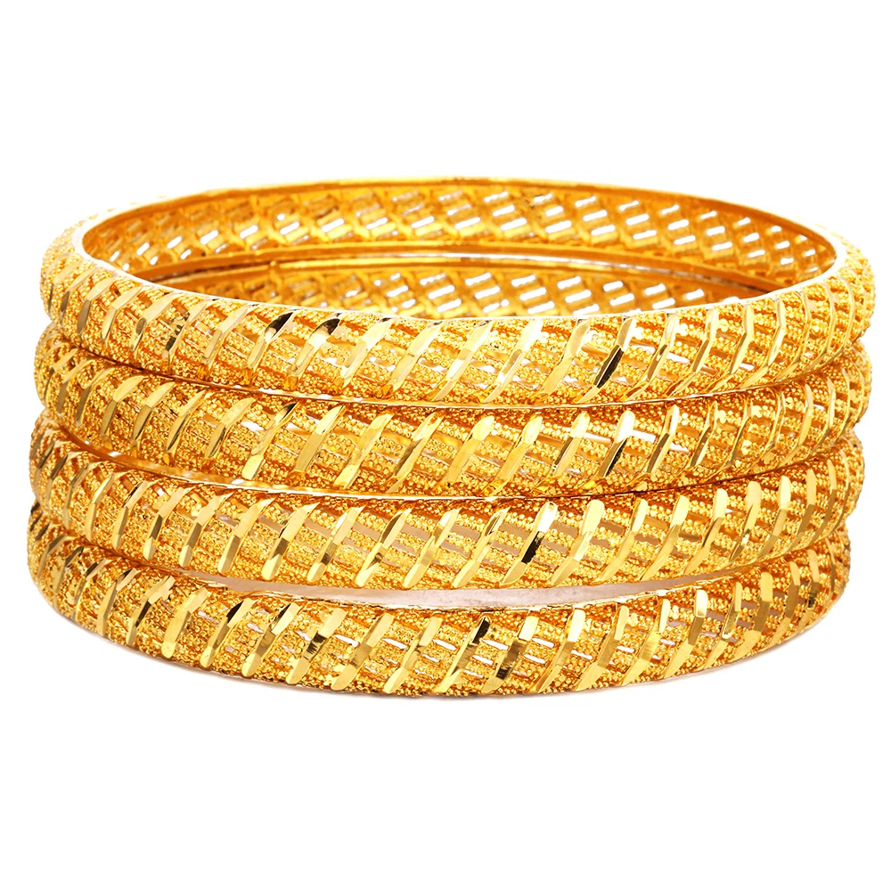 

Ethlyn(1 pcs) 18K Gold Plated Dubai Bangles for Women/Men Fashion Arab Ramadan Bracelet Jewelry Cannot Open B210