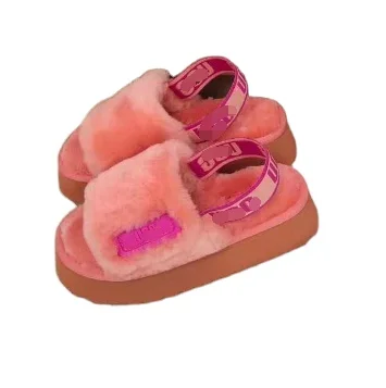 

New ladies sliders Plush indoor and outdoor open toe slippers, Black/pink/grey/red