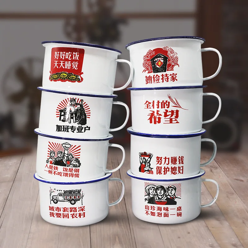 

hot sell big size enamel mug blank cups for sublimation White sublimation enamel Fast food cup, As picture show