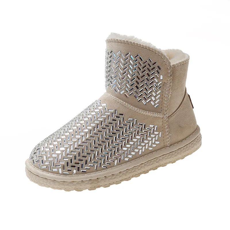 

Winter women's thick-soled cotton boots sequins warm snow boots, 2 colors