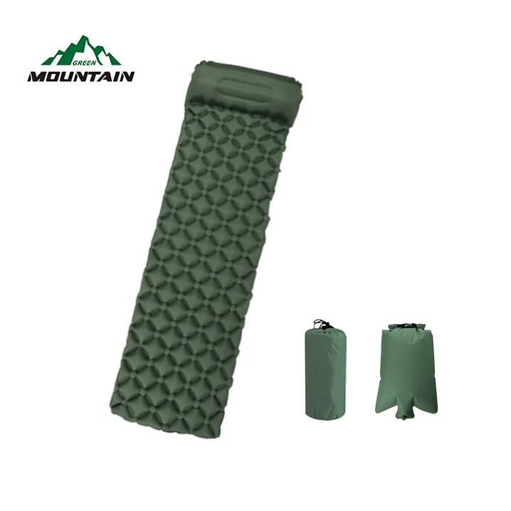 

Outdoor sleeping air camping mattress waterproof inflatable lightweight folding sleeping pad mat with an inflating pump bag, Customised