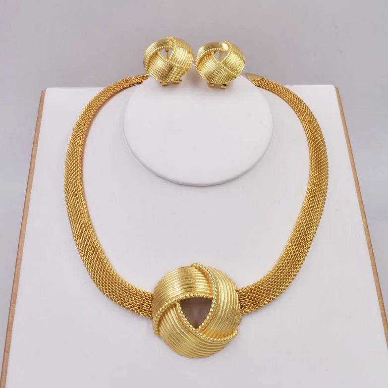 

Italian gold plated jewelry sets dubai necklace earring sets for women NT0074