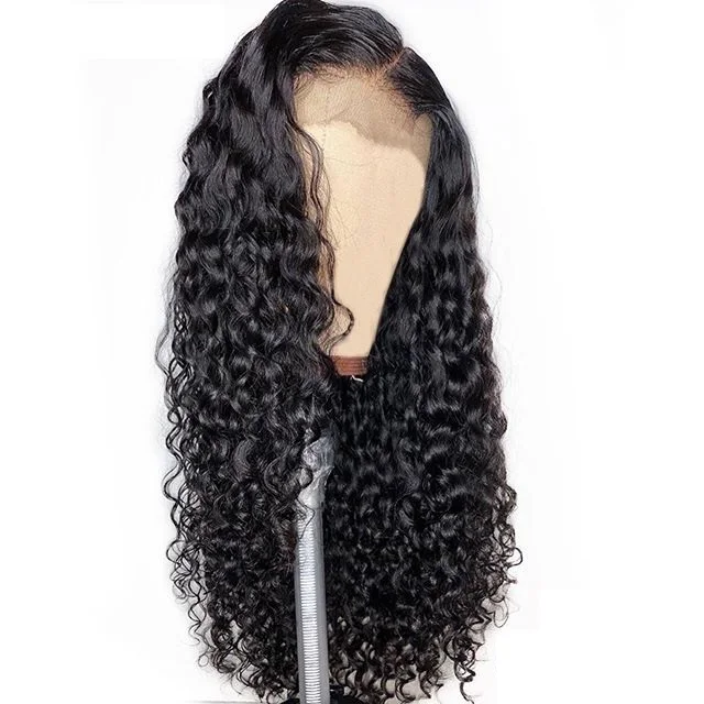 

14 inch Loose Curly Wig Raw Virgin Hair Honey Blonde Lace Closure Human Hair Wig