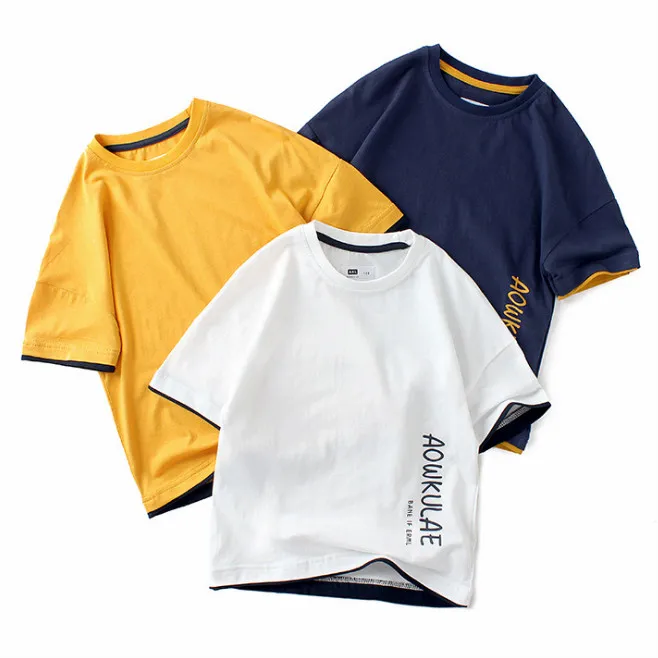 

2021 children clothes short sleeve korean style cotton kids fancy boys t shirt