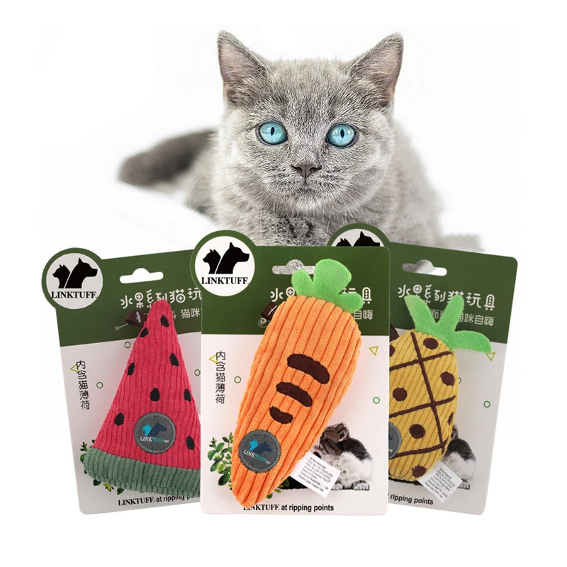 

Pet Toys Catnip Cat Toy Set Durable Cute Veget And Fruit Interactive with Filling and Funny Squeezing Cat Chew Plush Toys