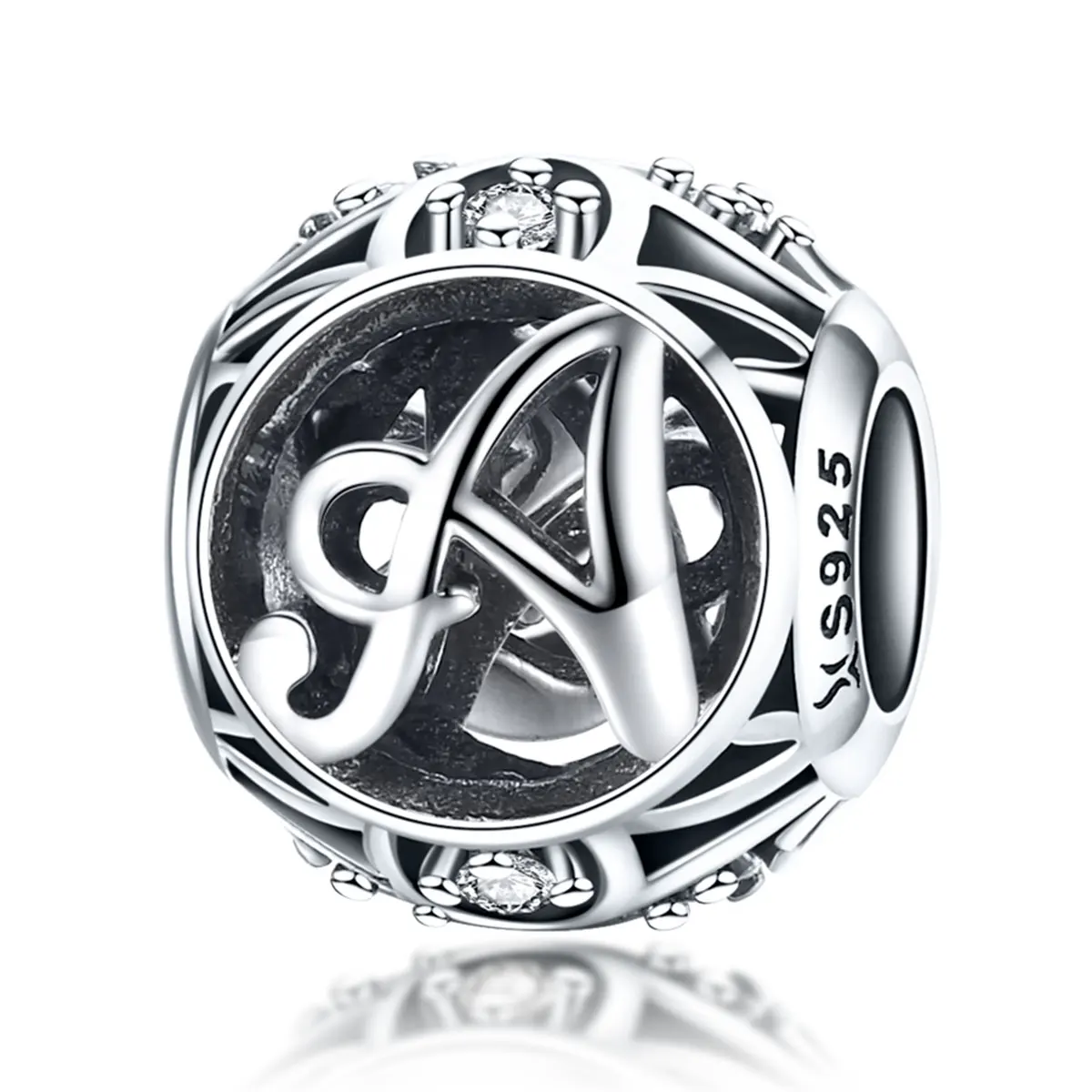

Clear CZ Alphabet Letter Beads 925 Sterling Silver Charm Bracelets