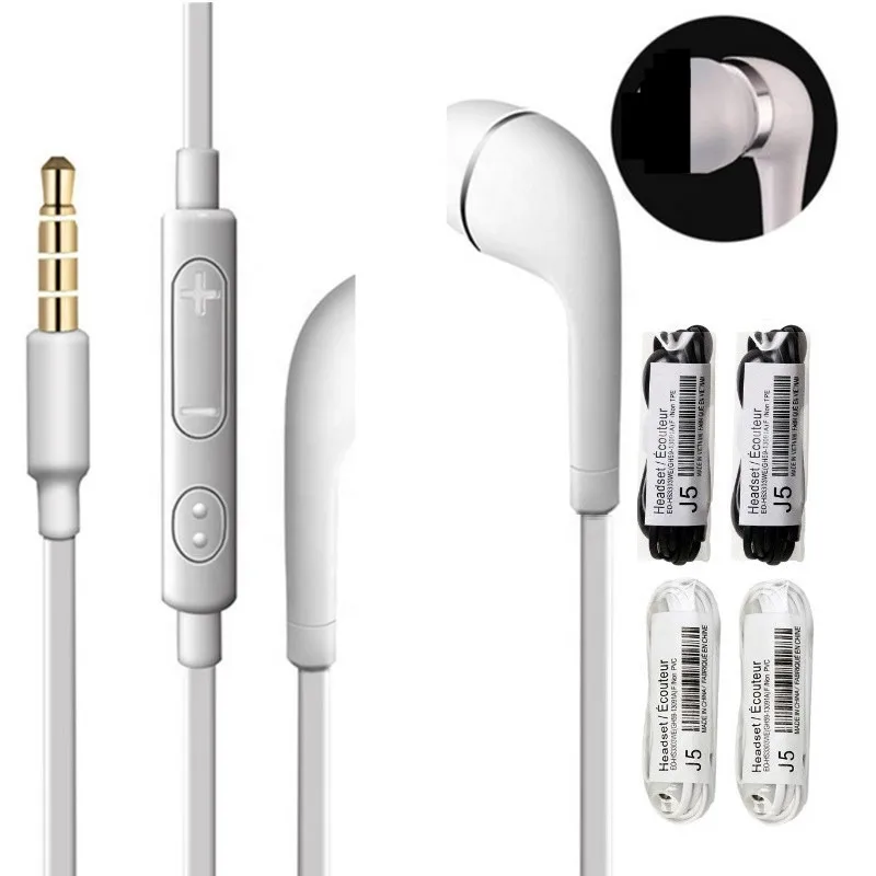 

Wholesale Original wired headphone J5 In-ear with mic handsfree 3.5mm wired headset J5 earphone for samsung s6 s7 s8 s9, White