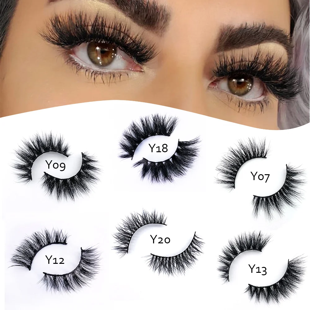 

15mm Natural 3D Real Mink Eyelash Y-Series Lashes Vendor Wholesale Bulk Custom Box Packaging logo