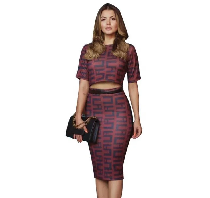 

Women 2 pieces Set Leopard skirt women's plus size Sexy Knee Dress, As pic show