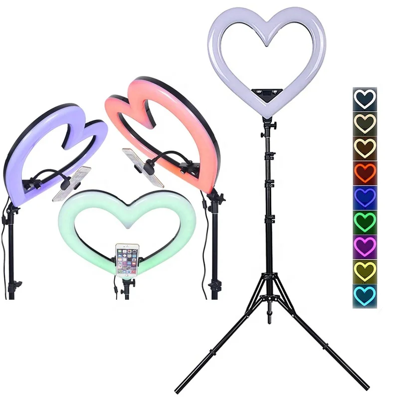 

Cute 19 Inch RGB Makeup Ring Light with Tripod Live Stream Eyelash Beauty Tattoo Lamp Selfie Vlog Video Photography Light Kit
