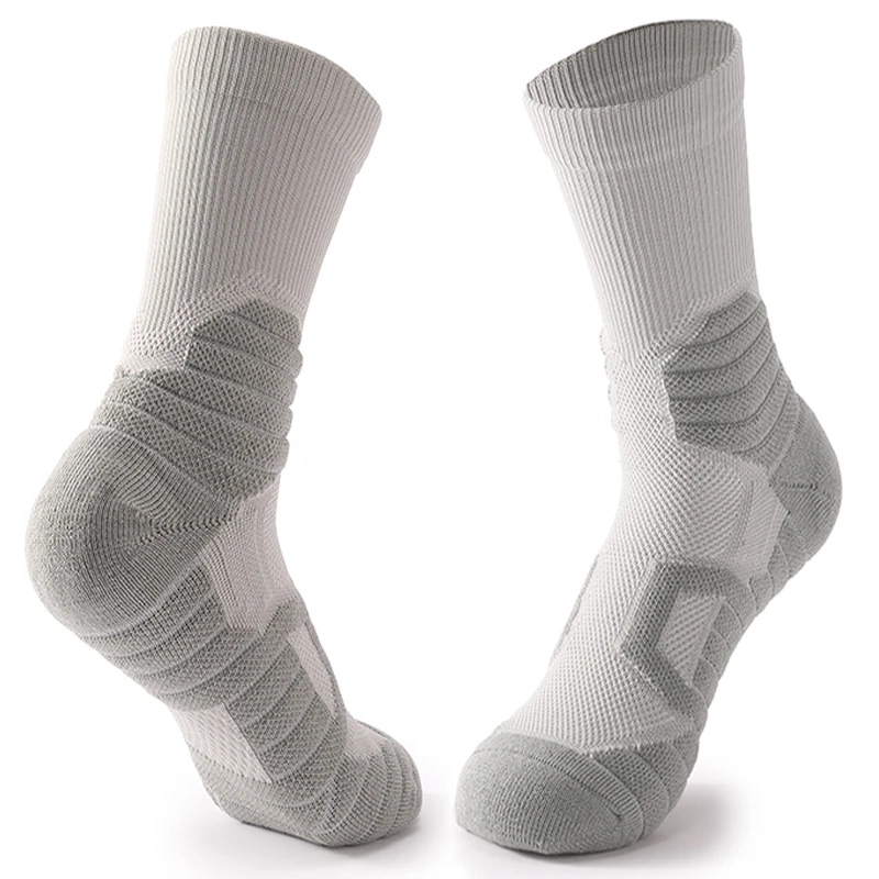 

Elite Plain Color Solid Terry Crew Sock Men Tube Sport Patterned Mid Calf Outdoor Basketball Socks, Black, white, red, grey
