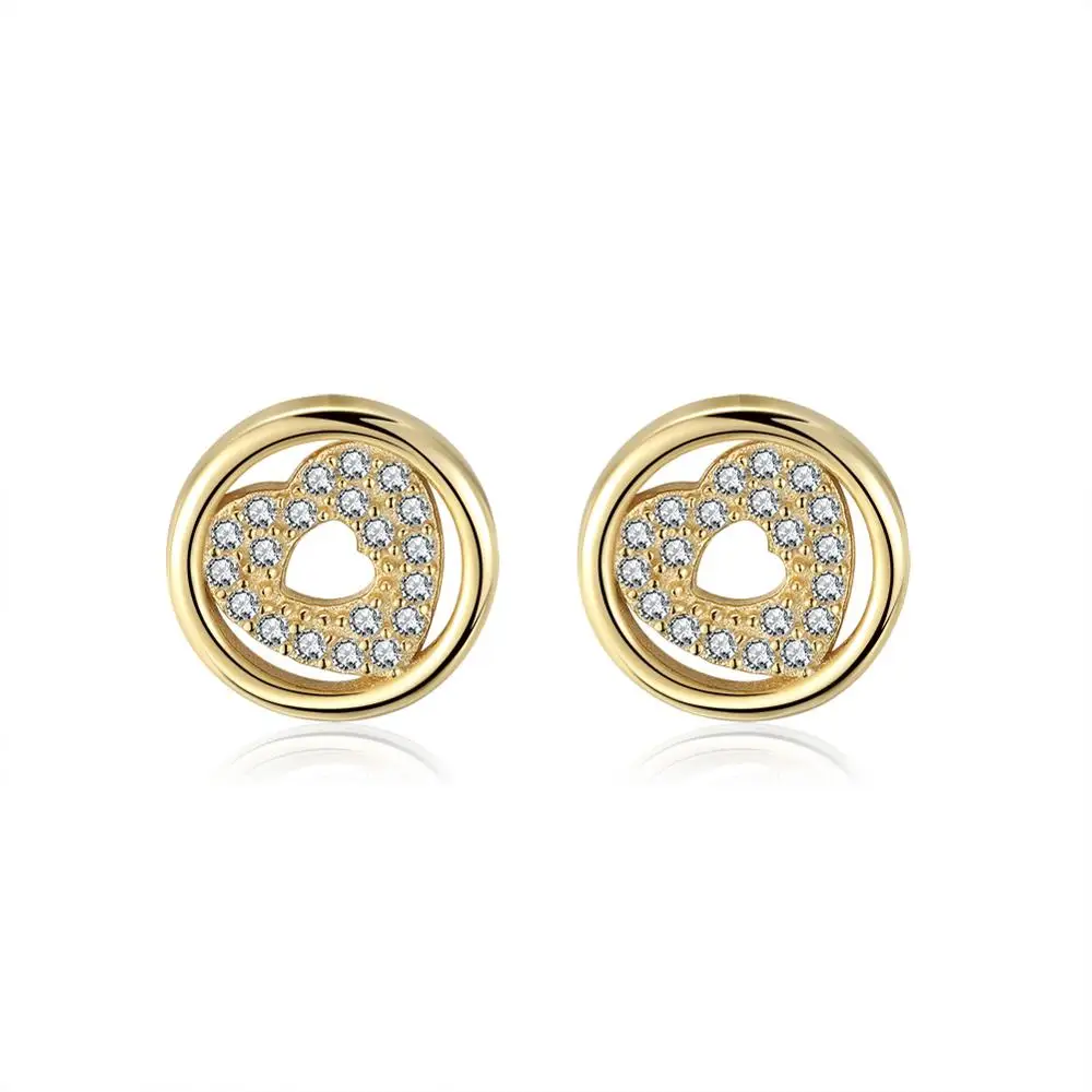 

RINNTIN SE297 Elegant Jewelry 925 Sterling Silver Cubic Zirconia Heart Stud Earrings for Women