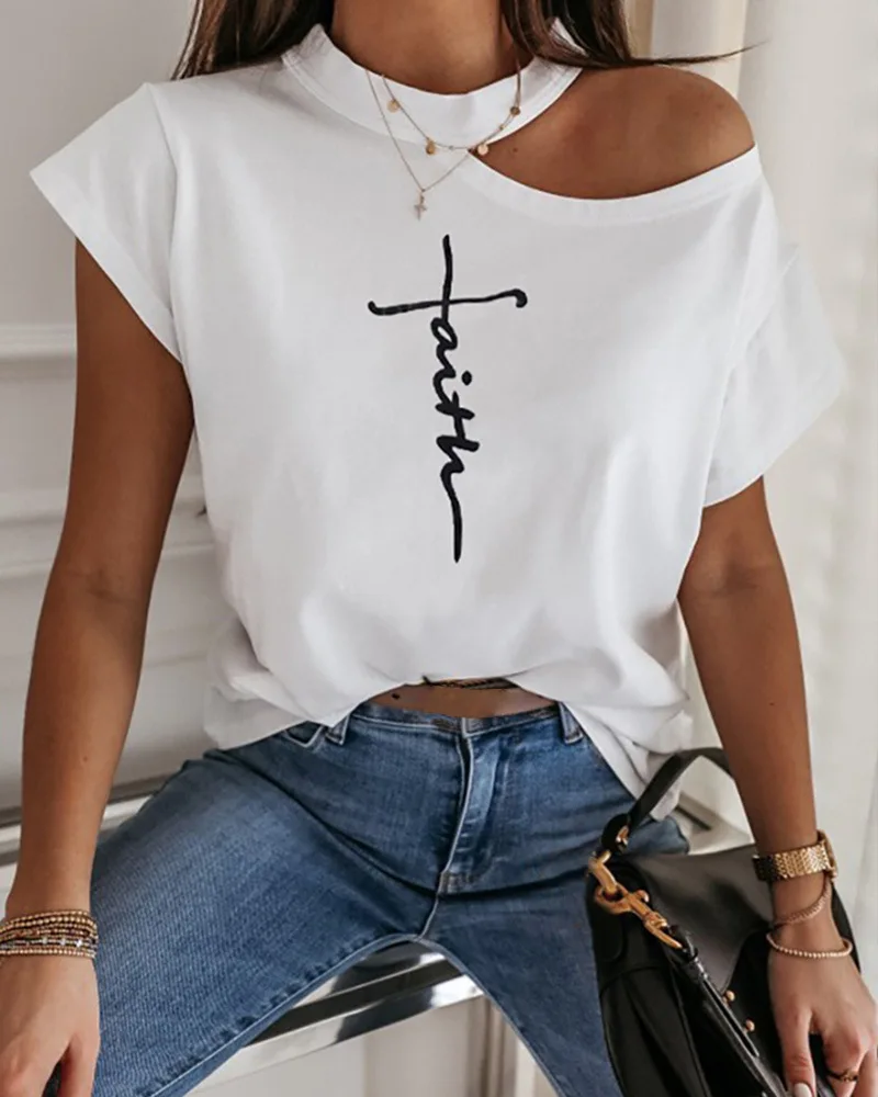 

XQM Fashion Casual Women's T-shirts Tops Off Shoulder Short Sleeve Girls Tshirt O Neck Halter Ladies Tank Shirts, Red