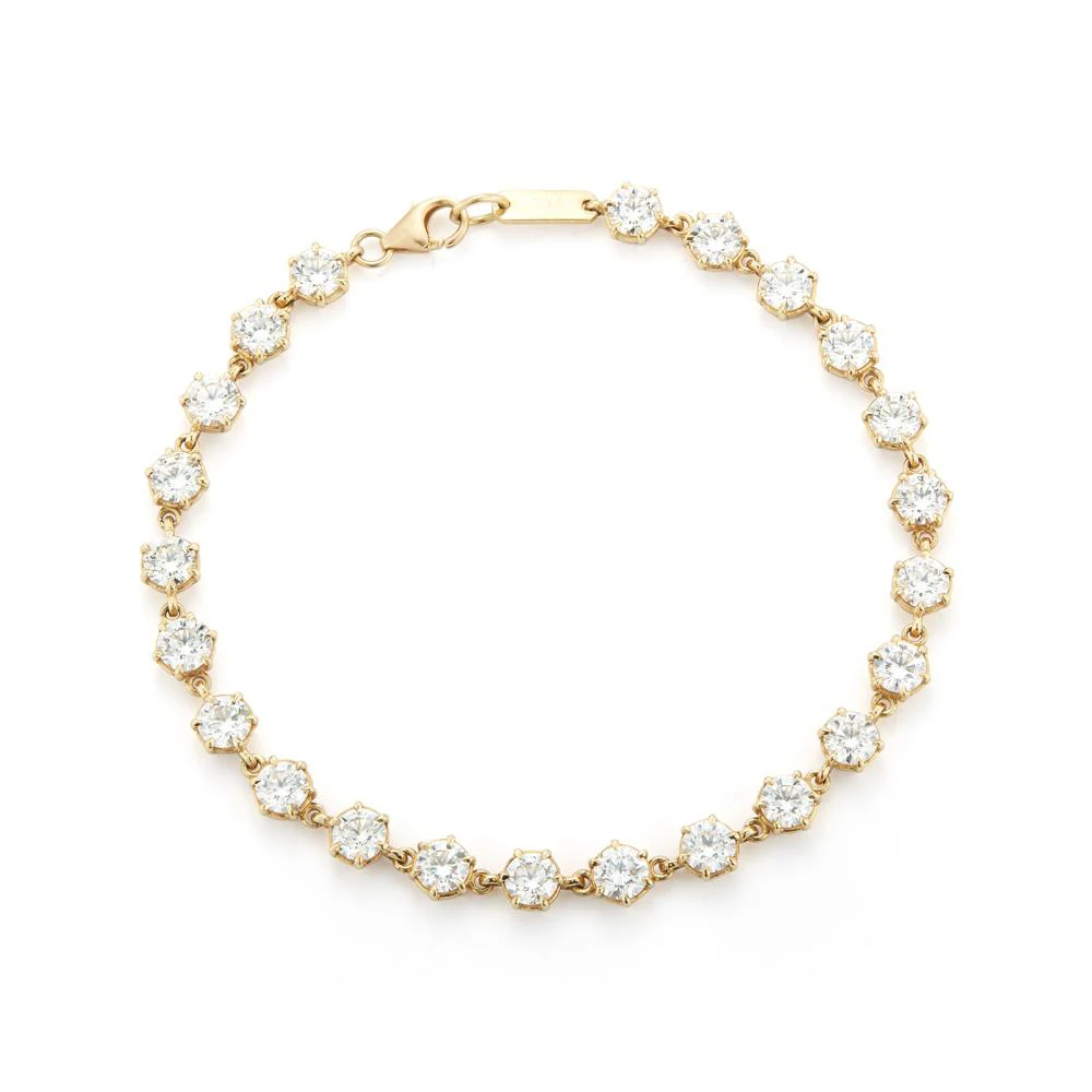 

Beautiful 0.5ct 5mm white DEF color round moissanite diamond charm bracelet in 10k solid yellow gold as gift