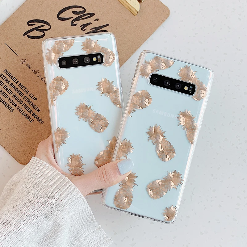 

Luxury Glitter Gold Leaf Transparent Case For Samsung Galaxy S10 Lite E S8 S9 Plus Note 9 10 Pro shockproof Soft Back Cover Case