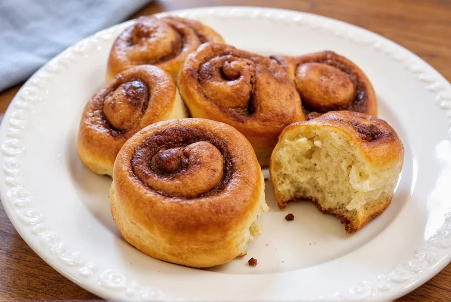 Freshly baked cinnamon rolls with cream cheese icing drizzled on top, golden brown and steaming