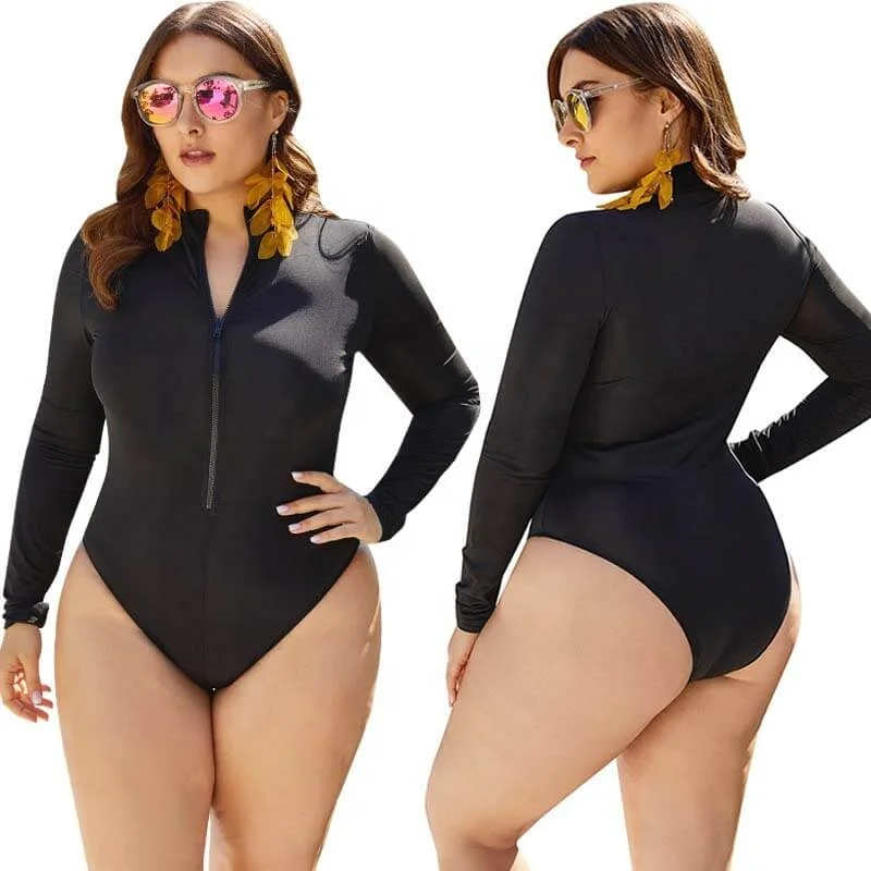 

FFM44 Surfsuit Turtleneck Swimsuits Plus Size Beach Wear Maillot De Bain Bathing Suit Women One Piece Longsleeve Swimwear In 202, Accept custom color