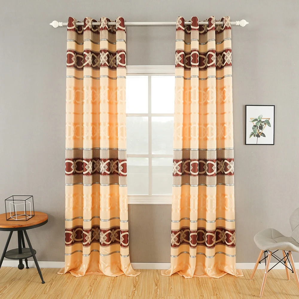 

high quality newest ready made jacquard curtain panels with grommets