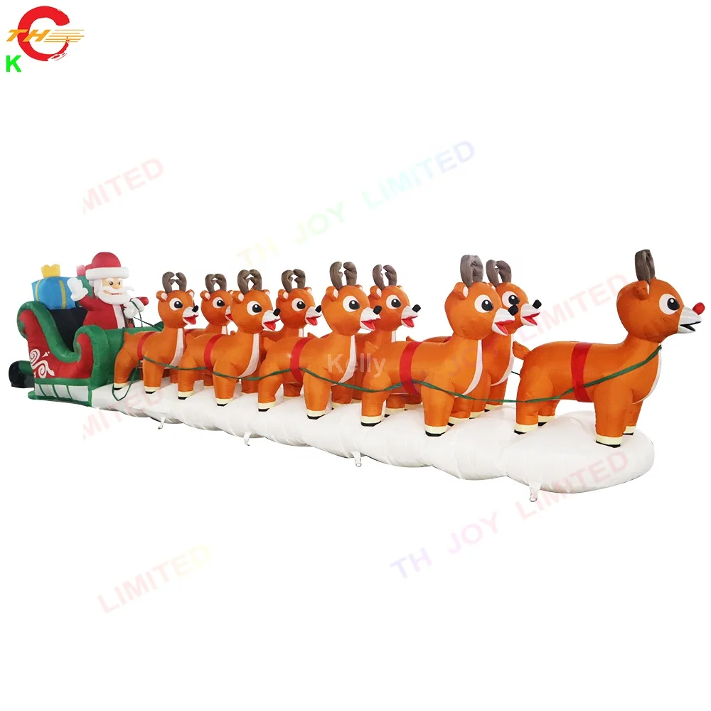 

Free Door Shipping 7mL Giant Inflatable Santa Claus Reindeer Steer a Sledge for Outdoors Yard Decoration