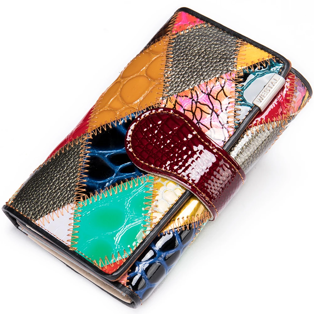 

Designer skincow wolet card wallete stich wom women rainbow color Colorful Vintage Purses Clutch Bag Wallets