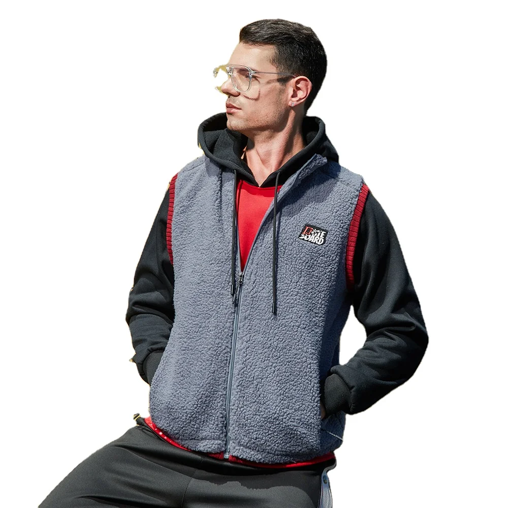 

2021 Winter New Zip Up Pocket Solid Color Mens Velvet Jacket High Quality Polar Fleece Thickened Vest Clothing