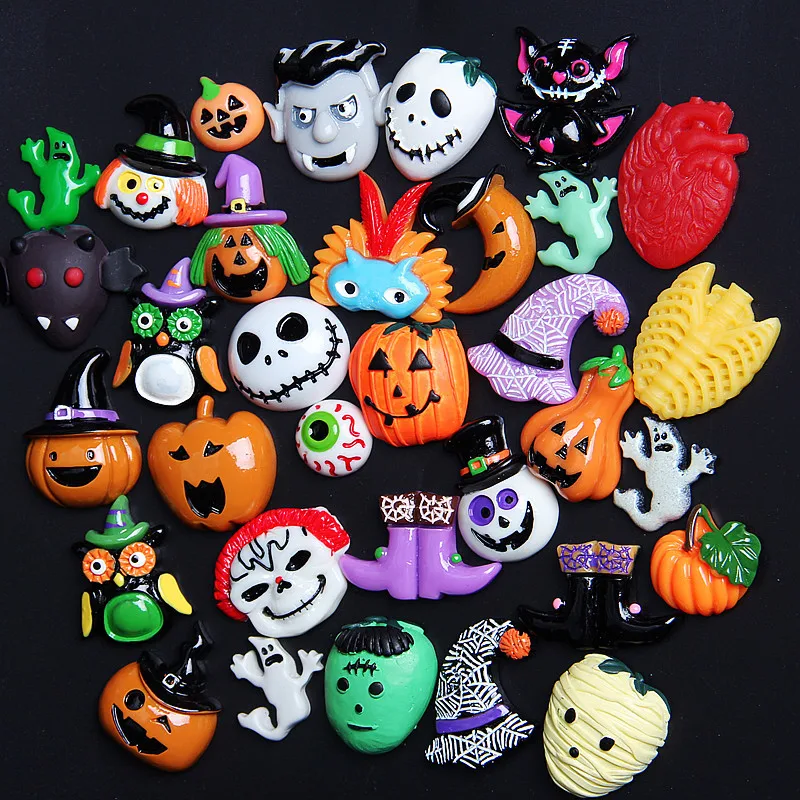

Free Shipping Phone Case Party Supplies Kawaii Goth Creepy Cute Embellishments Flatback Resin Assorted Halloween Decor Cabochons