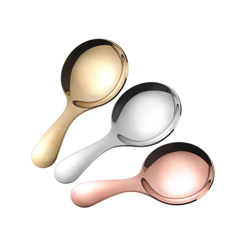 

304 Stainless Steel Small Round Ice Cream Sugar Salt Spice Condiment Spoon/Short Handle Tea Coffee Scoop, Sliver/gold/rose gold