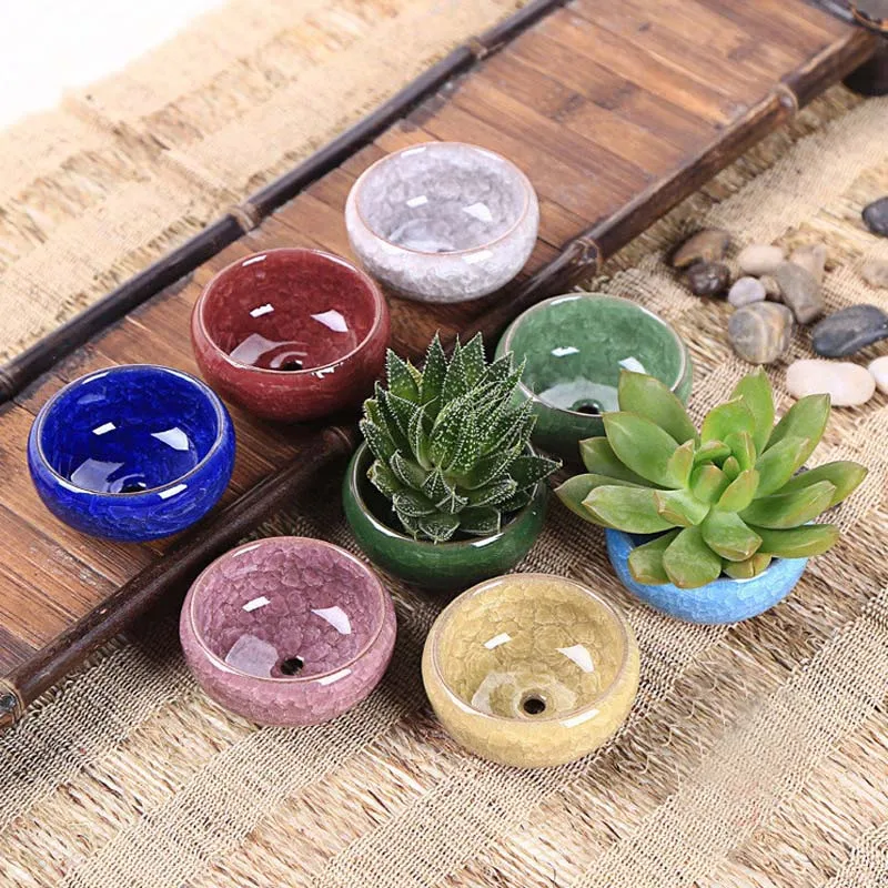 

Amazon hot sale supplier Nordic style round teacup flower pot with Drainage Hole ice ceramic flower pots for home decor