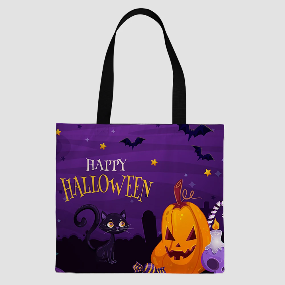 

custom printed Halloween pattern canvas shopping wholesale reusable cotton bag