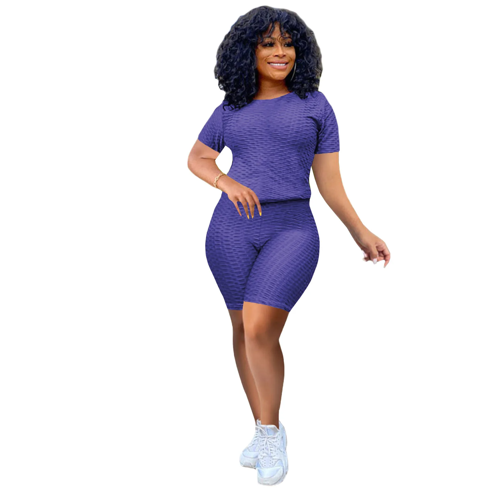 

sport two piece biker short set summer 2021 women clothing 2 piece
