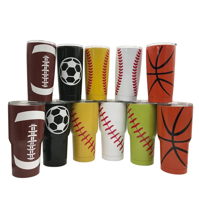 

H13 20oz Wholesale Insulated Tumbler With Lid Creative Double Wall Bottle Basketball Baseball Pattern Stainless Steel Car Cup, 5 colors