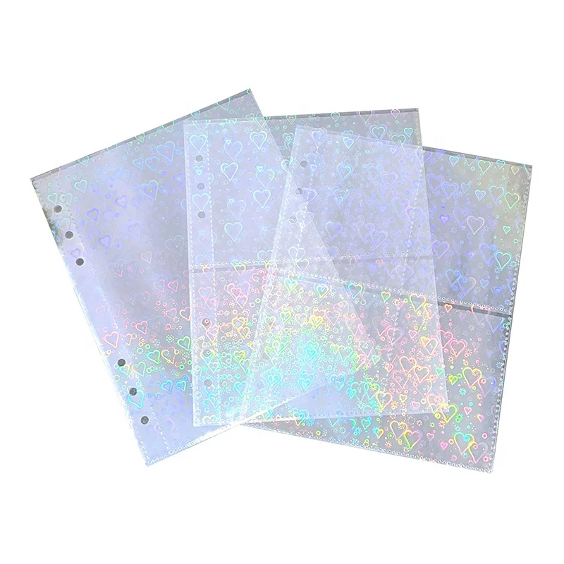 

Wholesale a5 transparent holographic pp 6 rings 4 pockets card holder kpop card sleeve photo album collection photo sleeves