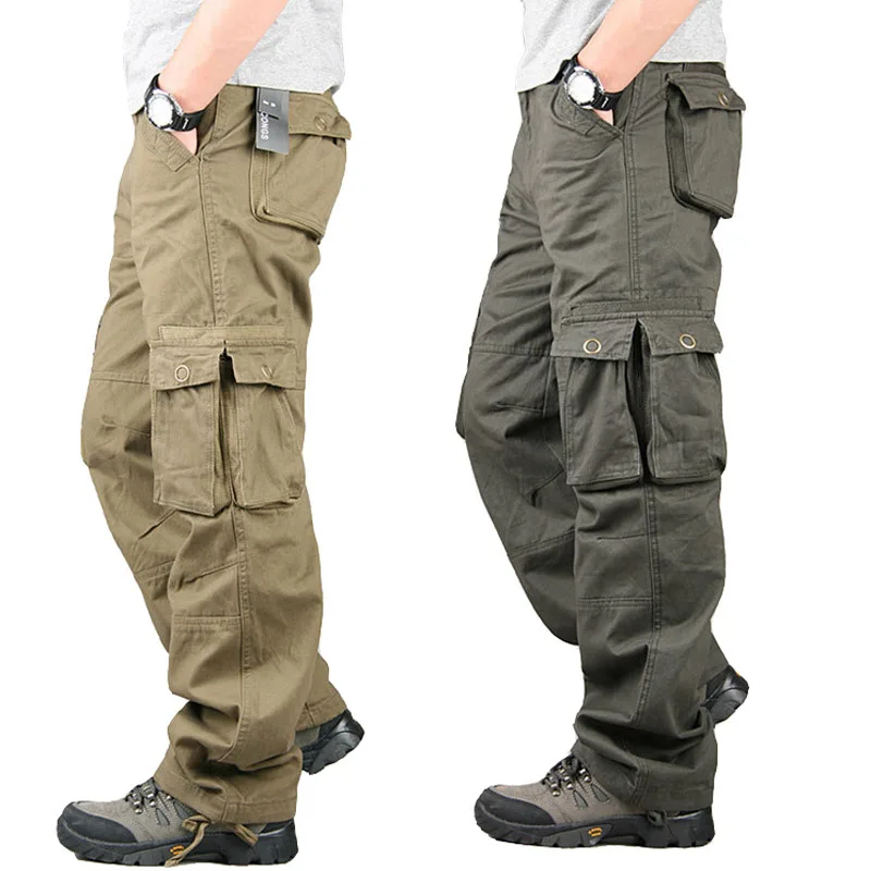 

Men's multi-pocket overalls straight cut military combat pants, Picture