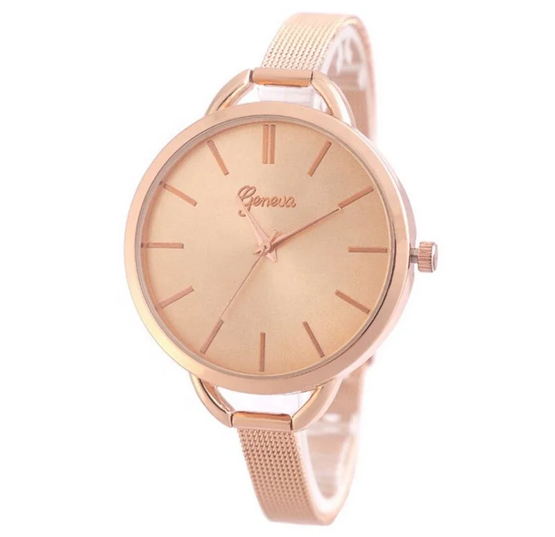

9940 Mesh Steel Quartz Geneva Watch For Fashion Classic Simple Beautiful Hand Women Watches, 3 colors