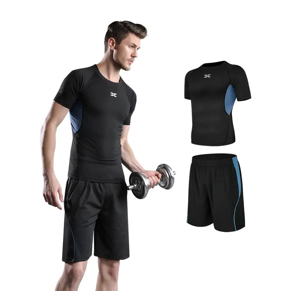 

Wholesale Summer Sport Wear Hot Selling Mens Workout Gym Clothing 2pcs Gym Wear Men Shorts, As sample